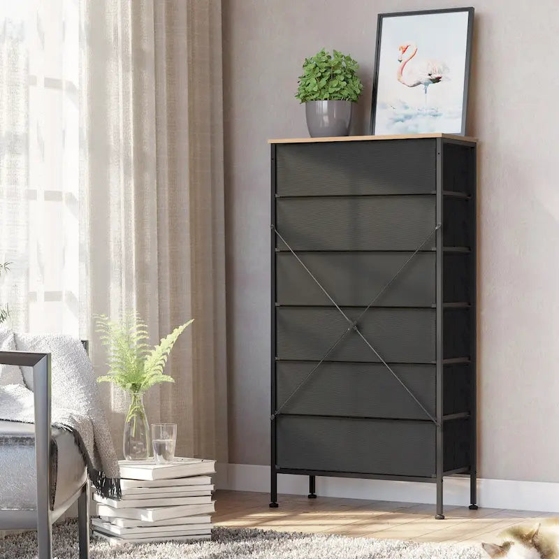 VredHom 6-Drawer PE Rattan Storage Cabinet Closet Dresser