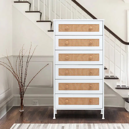 VredHom 6-Drawer PE Rattan Storage Cabinet Closet Dresser