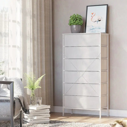 VredHom 6-Drawer PE Rattan Storage Cabinet Closet Dresser