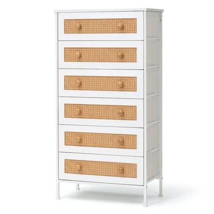 VredHom 6-Drawer PE Rattan Storage Cabinet Closet Dresser