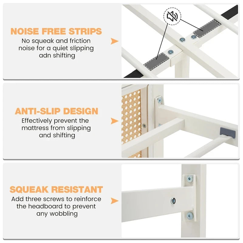 Modern Style Cane Boho Bed Frames