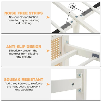 Modern Style Cane Boho Bed Frames