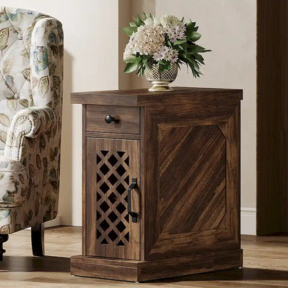 25.59 Tall End Table, Nightstand with Drawer for Bedroom, Rustic Oak - 23.62 L x 11.81 W x 25.59 H