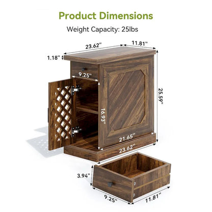 25.59 Tall End Table, Nightstand with Drawer for Bedroom, Rustic Oak - 23.62 L x 11.81 W x 25.59 H