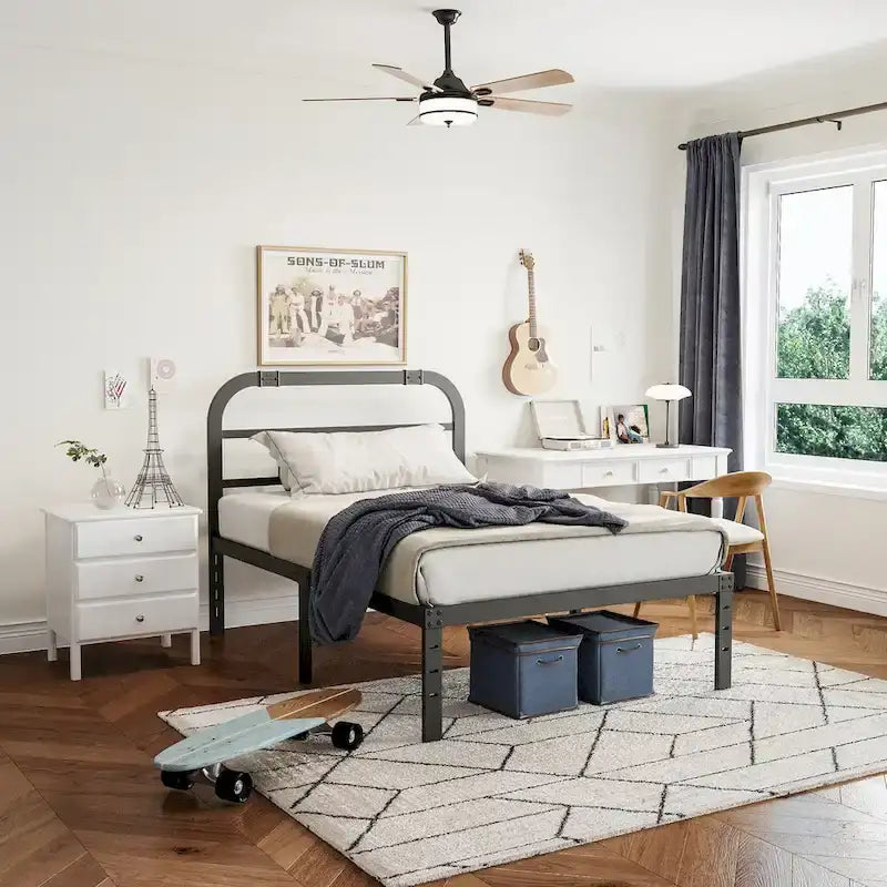 40 Inch Bed Frame With Headboard, Easy to assemble