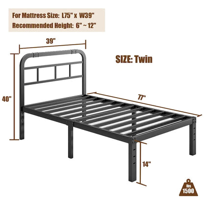 40 Inch Bed Frame With Headboard, Easy to assemble