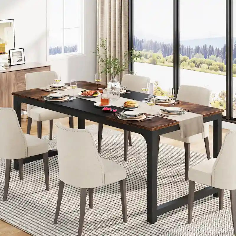 71 Modern Dining Table for 6-8, Kitchen Table for Dining Room - 70.87 L x 31.50 W x 29.53 H