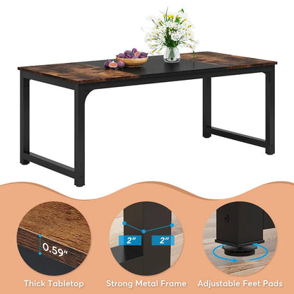 71 Modern Dining Table for 6-8, Kitchen Table for Dining Room - 70.87 L x 31.50 W x 29.53 H