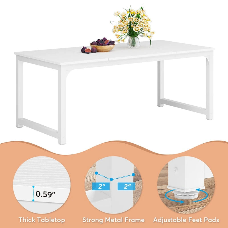 71 Modern Dining Table for 6-8, Kitchen Table for Dining Room - 70.87 L x 31.50 W x 29.53 H