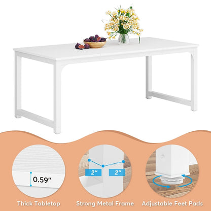 71 Modern Dining Table for 6-8, Kitchen Table for Dining Room - 70.87 L x 31.50 W x 29.53 H