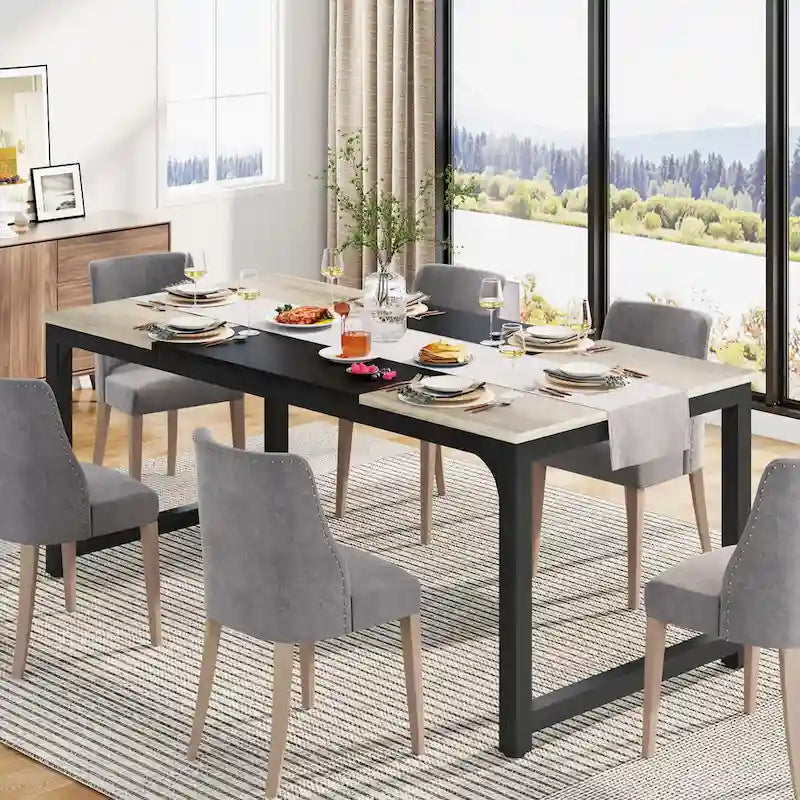 71 Modern Dining Table for 6-8, Kitchen Table for Dining Room - 70.87 L x 31.50 W x 29.53 H