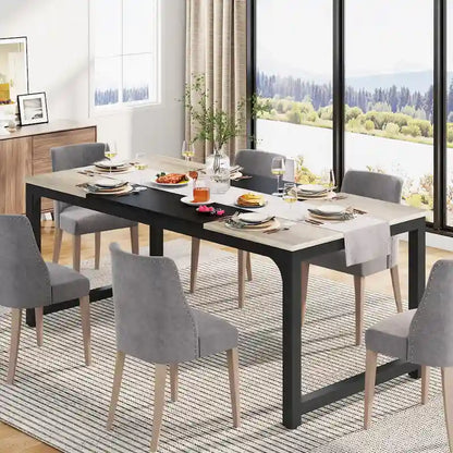 71 Modern Dining Table for 6-8, Kitchen Table for Dining Room - 70.87 L x 31.50 W x 29.53 H