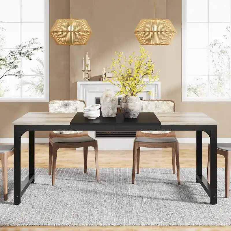 71 Modern Dining Table for 6-8, Kitchen Table for Dining Room - 70.87 L x 31.50 W x 29.53 H