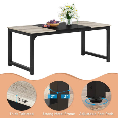 71 Modern Dining Table for 6-8, Kitchen Table for Dining Room - 70.87 L x 31.50 W x 29.53 H