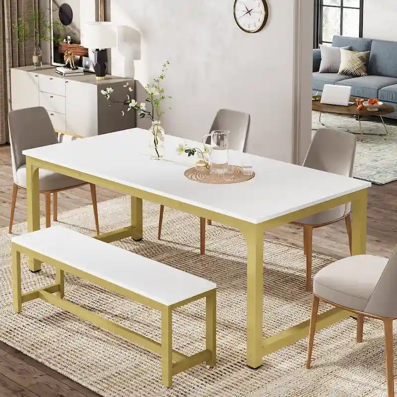 71 Modern Dining Table for 6-8, Kitchen Table for Dining Room - 70.87 L x 31.50 W x 29.53 H