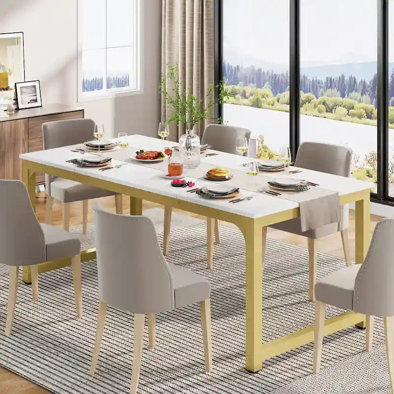 71 Modern Dining Table for 6-8, Kitchen Table for Dining Room - 70.87 L x 31.50 W x 29.53 H