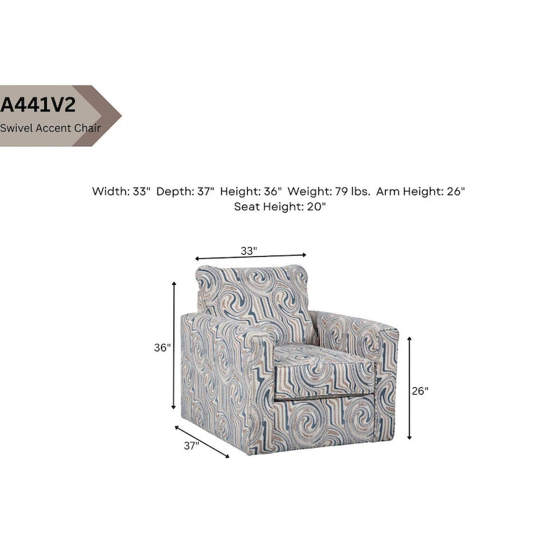 American Furniture Classics Delilah Model 8-03SOA-AC23V2 Swivel Accent Chair