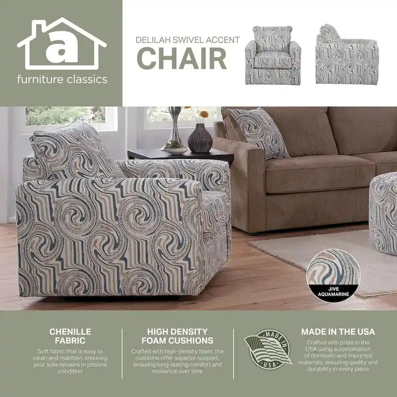 American Furniture Classics Delilah Model 8-03SOA-AC23V2 Swivel Accent Chair