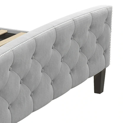 Moasis King Velvet Tufted Upholstered Wingback Platform Bed Frame with Headboard and Footboard