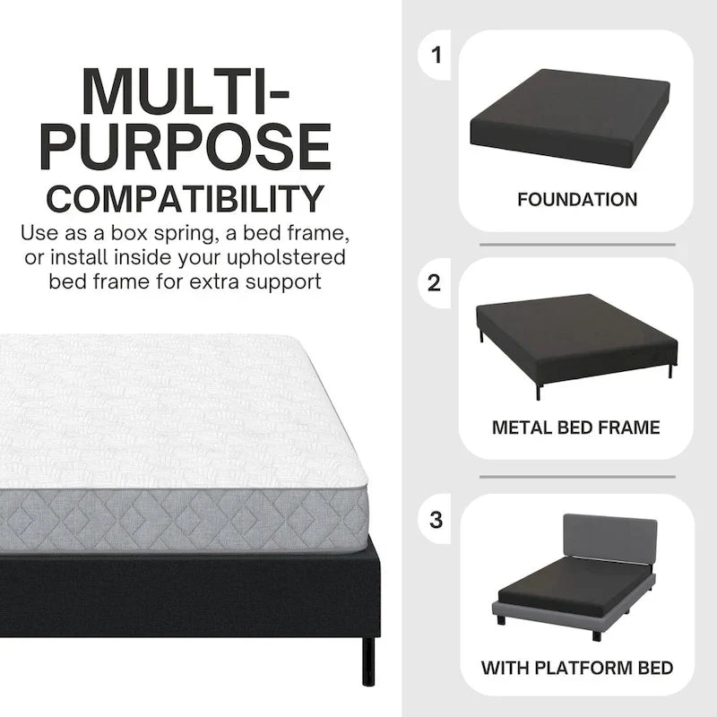 Boyd Sleep Omni 2-in-1 Metal Box Spring Foundation & Bed Frame, Headboard Brackets & Legs Included