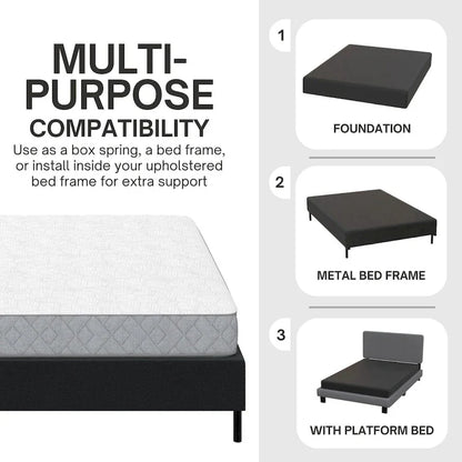 Boyd Sleep Omni 2-in-1 Metal Box Spring Foundation & Bed Frame, Headboard Brackets & Legs Included