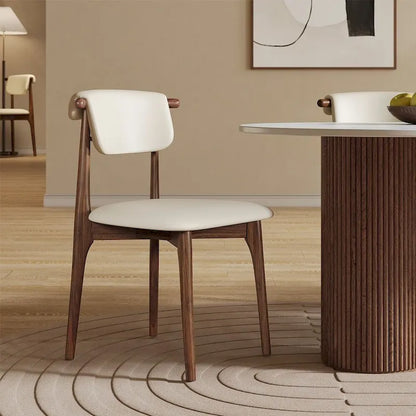 Modern Faux Leather Dining chair, Beige, Solid Wood legs, 2 Pieces