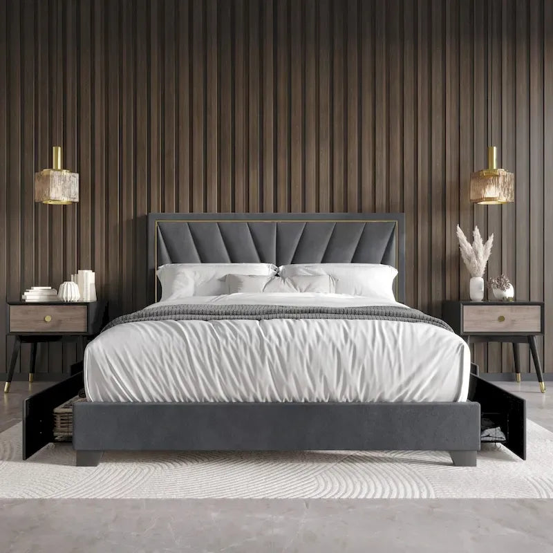 Valdez Full Upholstered Storage Platform Bed