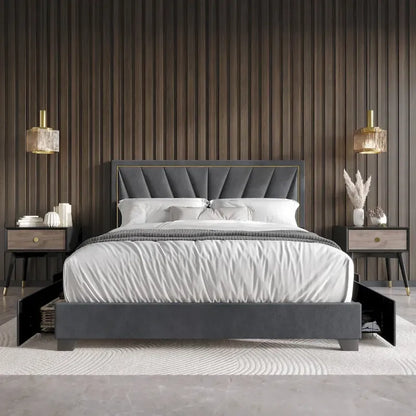 Valdez Full Upholstered Storage Platform Bed