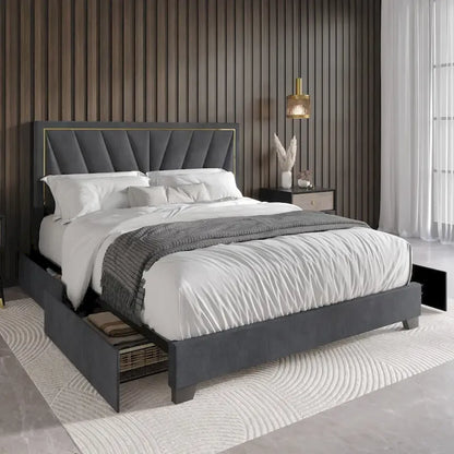 Valdez Full Upholstered Storage Platform Bed
