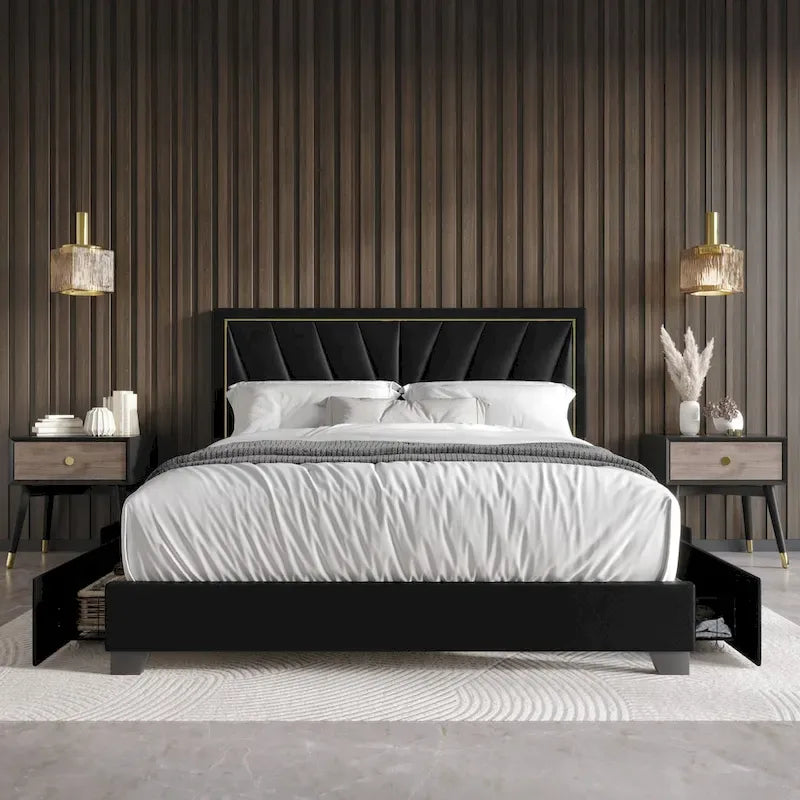 Valdez Full Upholstered Storage Platform Bed