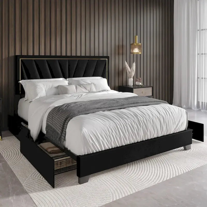 Valdez Full Upholstered Storage Platform Bed