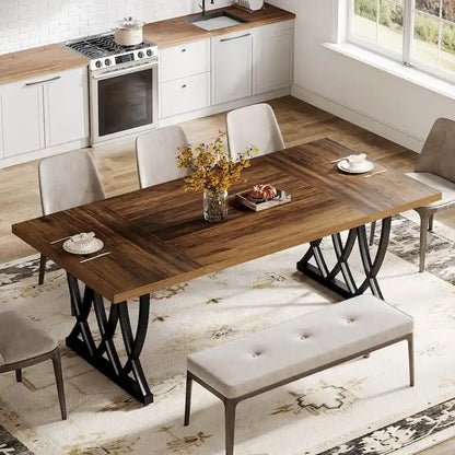 70.87-inch Dining Table with Metal Frame for Home