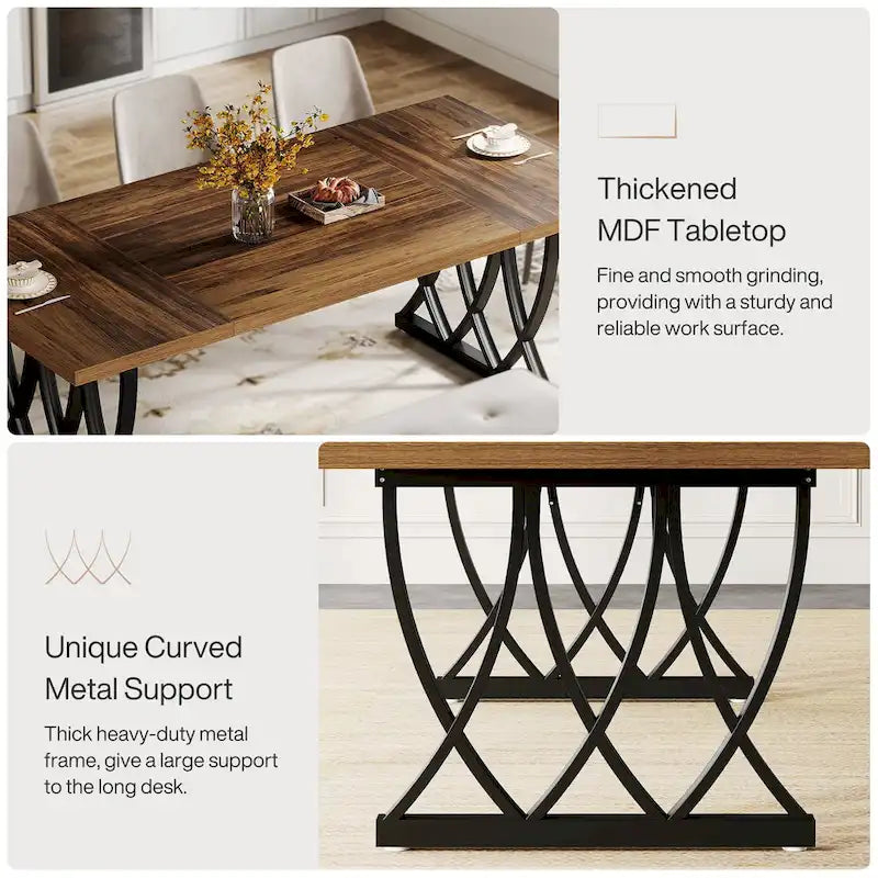 70.87-inch Dining Table with Metal Frame for Home