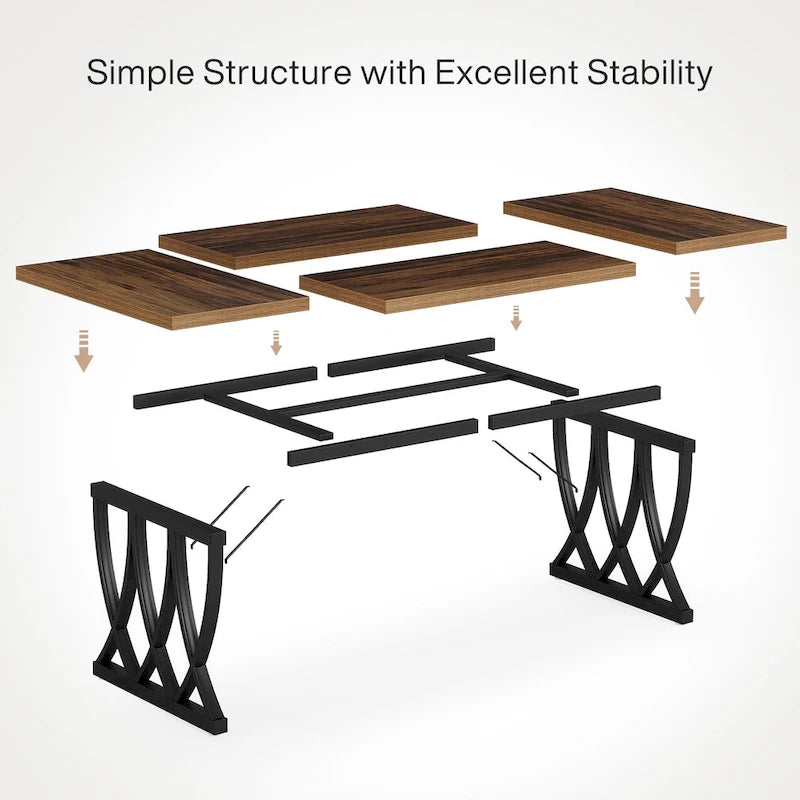 70.87-inch Dining Table with Metal Frame for Home