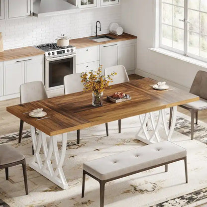 70.87-inch Dining Table with Metal Frame for Home