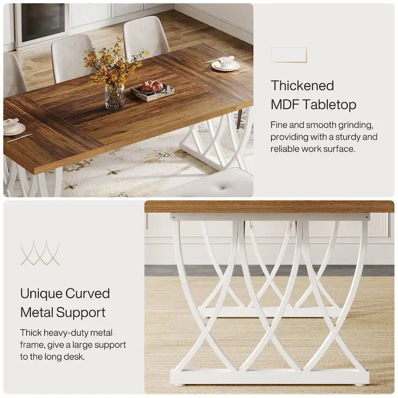 70.87-inch Dining Table with Metal Frame for Home