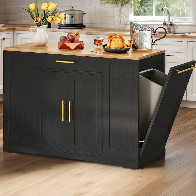 53-inch Rolling Kitchen Island Portable Mobile Kitchen Cart