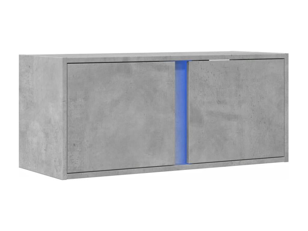 Wall-mounted TV unit with LED lighting, concrete grey, 80x31x35 cm
