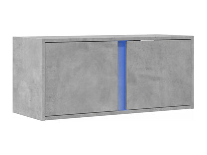 Wall-mounted TV unit with LED lighting, concrete grey, 80x31x35 cm