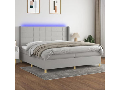Bed base with LED light grey mattress 200x200 Fabric