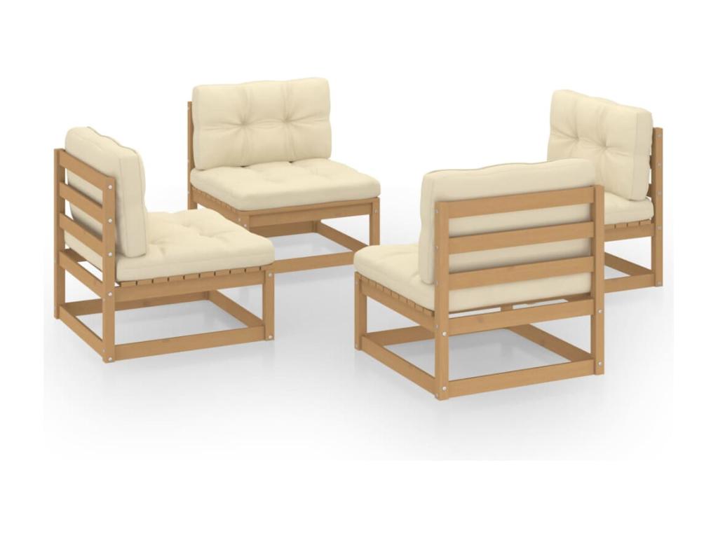4-piece garden furniture set with cushions. Solid pine wood.