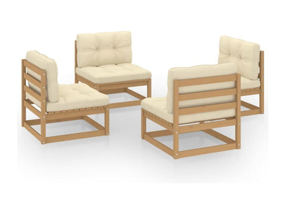 4-piece garden furniture set with cushions. Solid pine wood.