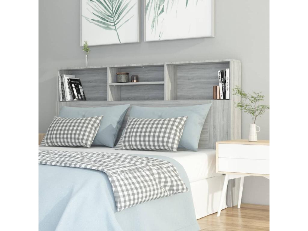 Grey headboard wardrobe 160x19x103.5 cm