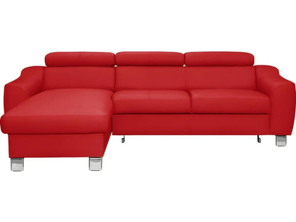 Luxury Italian leather 5-seater convertible corner sofa, dark red, left-hand corner