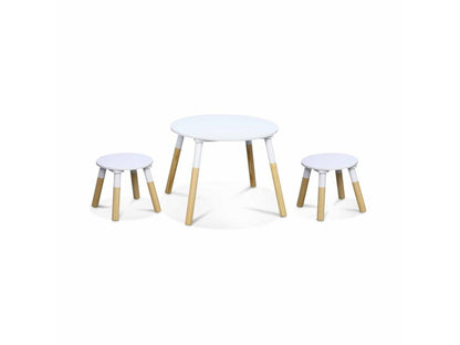 Round children's table - two stools - pine and MDF - 55xH43CM