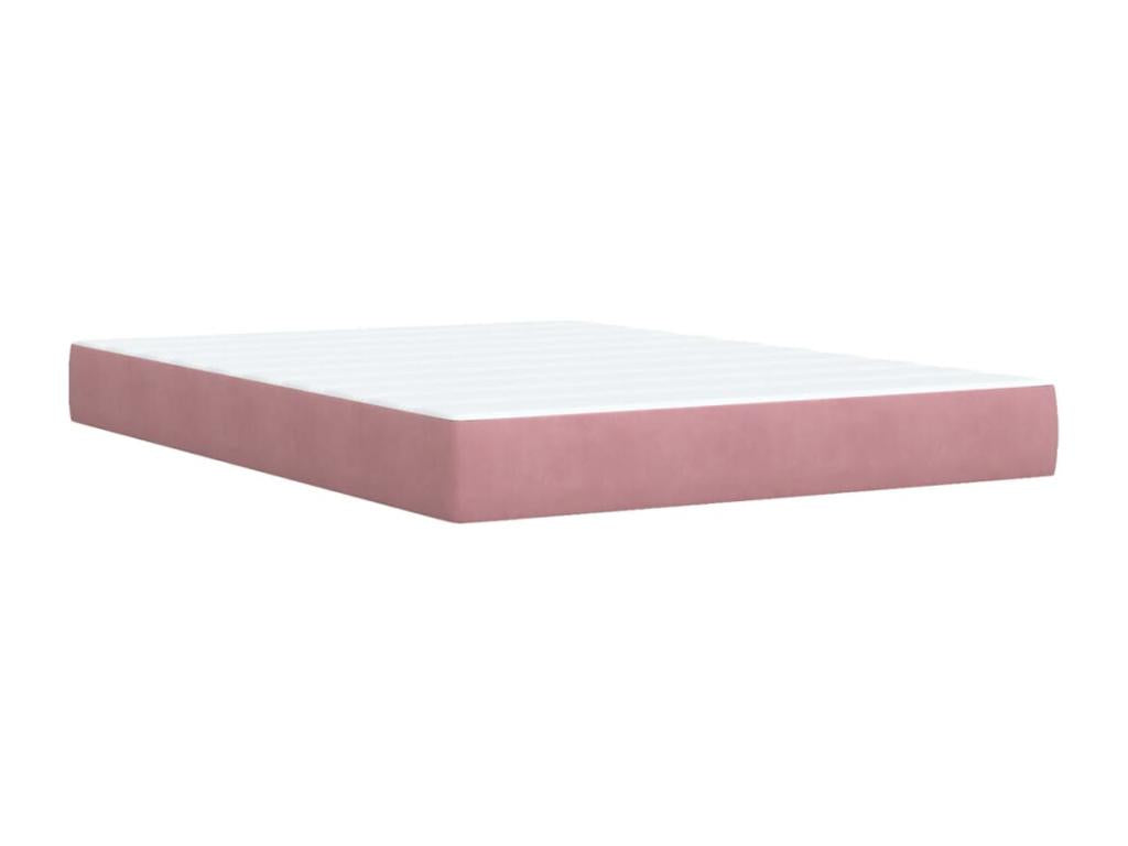 Bed base with mattress, Pink, 140x190 cm, Velvet