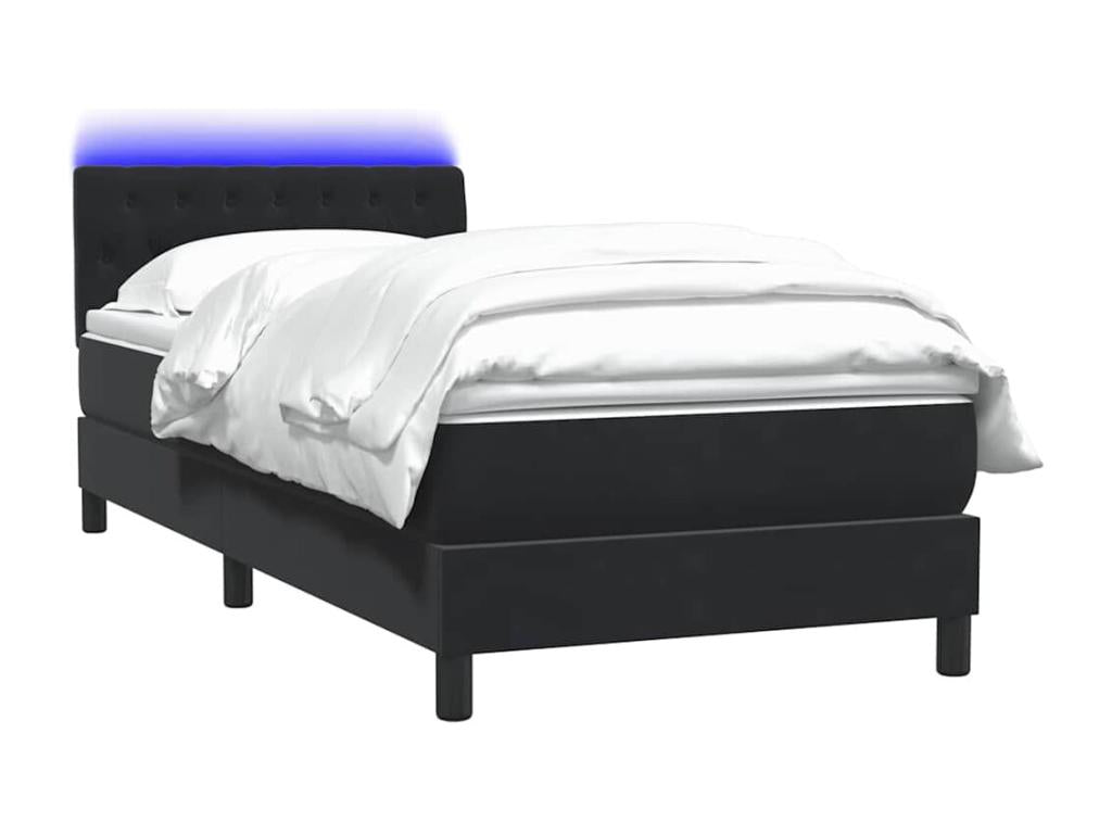 Bed base with black 90x210 cm velvet mattress