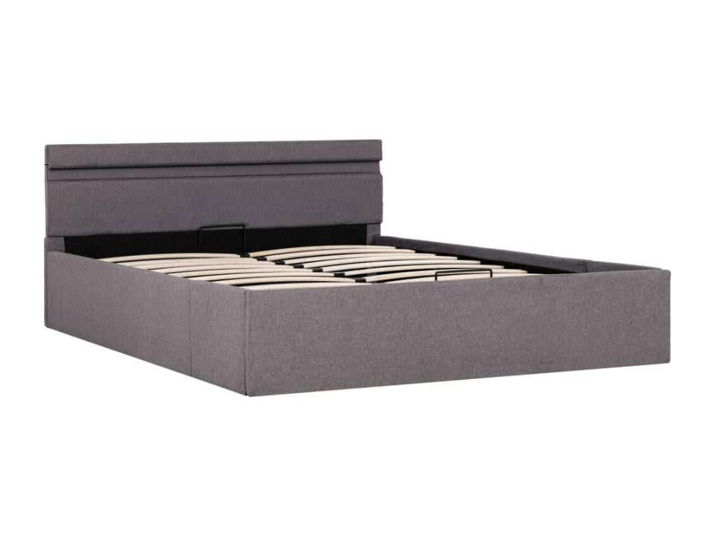 Bed frame with hydraulic storage and LED lighting, 140x200 cm