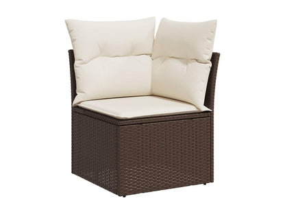10-piece garden furniture set with brown resin wicker cushions