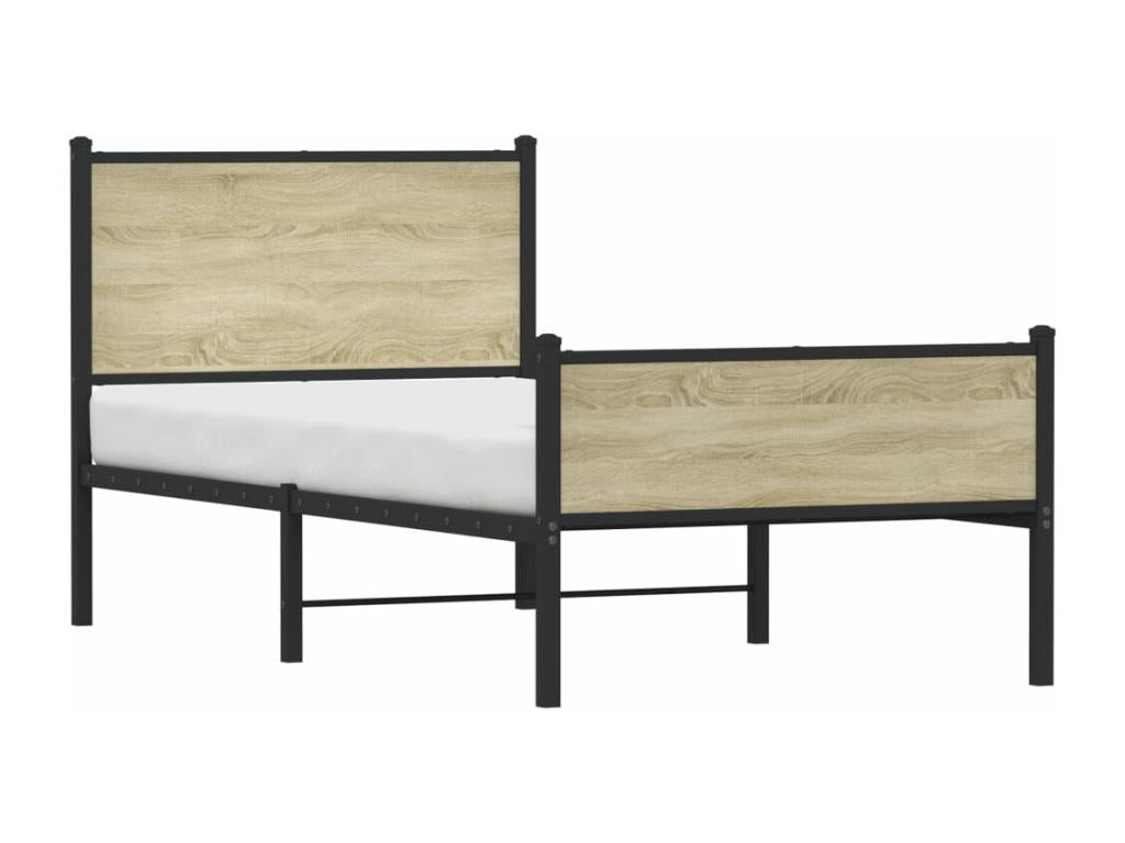 Metal bed frame without mattress, oak, 90x200 cm